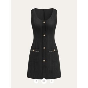 Commense, Tweed Sleeveless Button Mini Dress Sz S